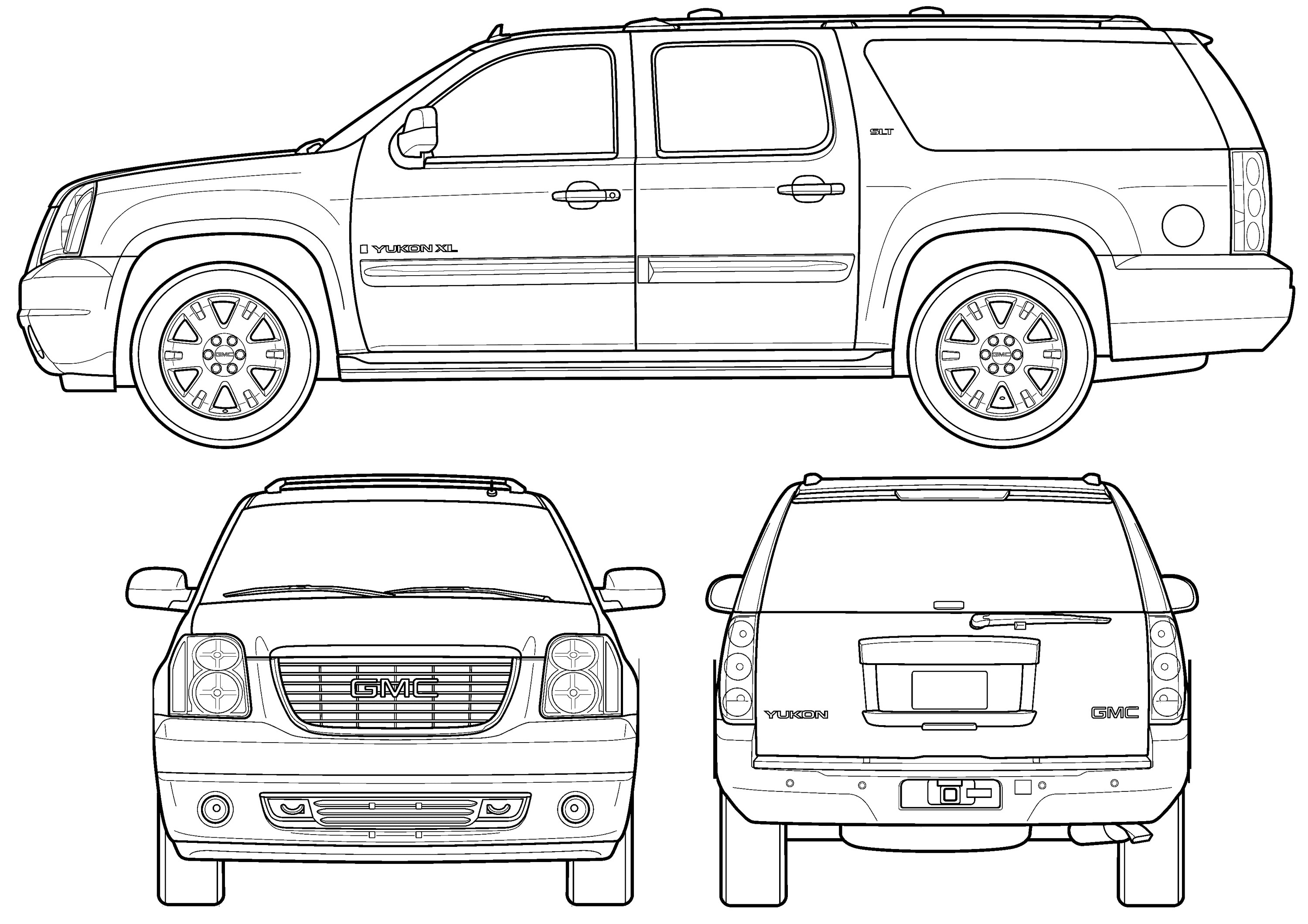 Download GMC Yukon slt 2009 Blueprint - Download free blueprint for ...