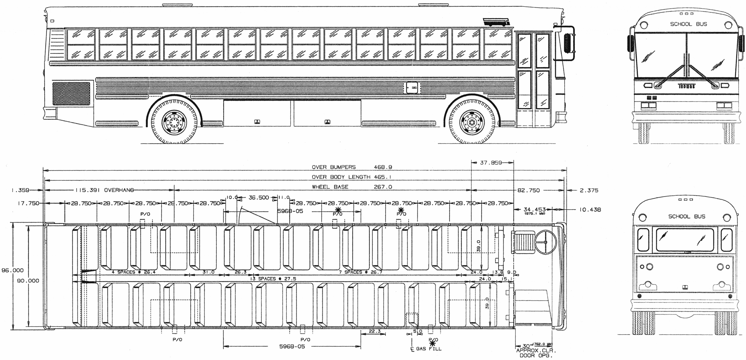 Thomas School Bus 1998 Blueprint - Download free blueprint ...