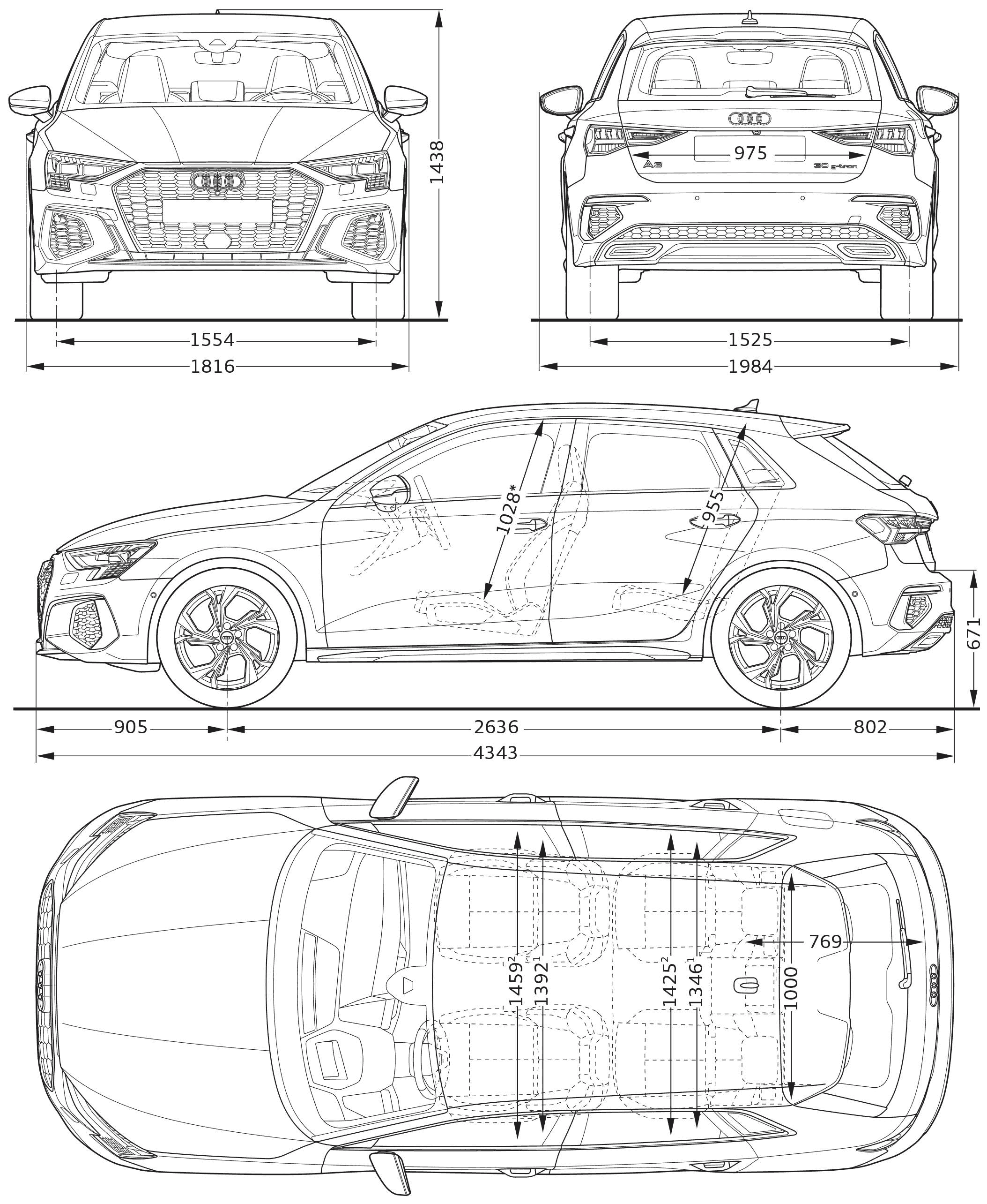 Audi A3 Sportback 30 gtron 2020 Blueprint Download free blueprint