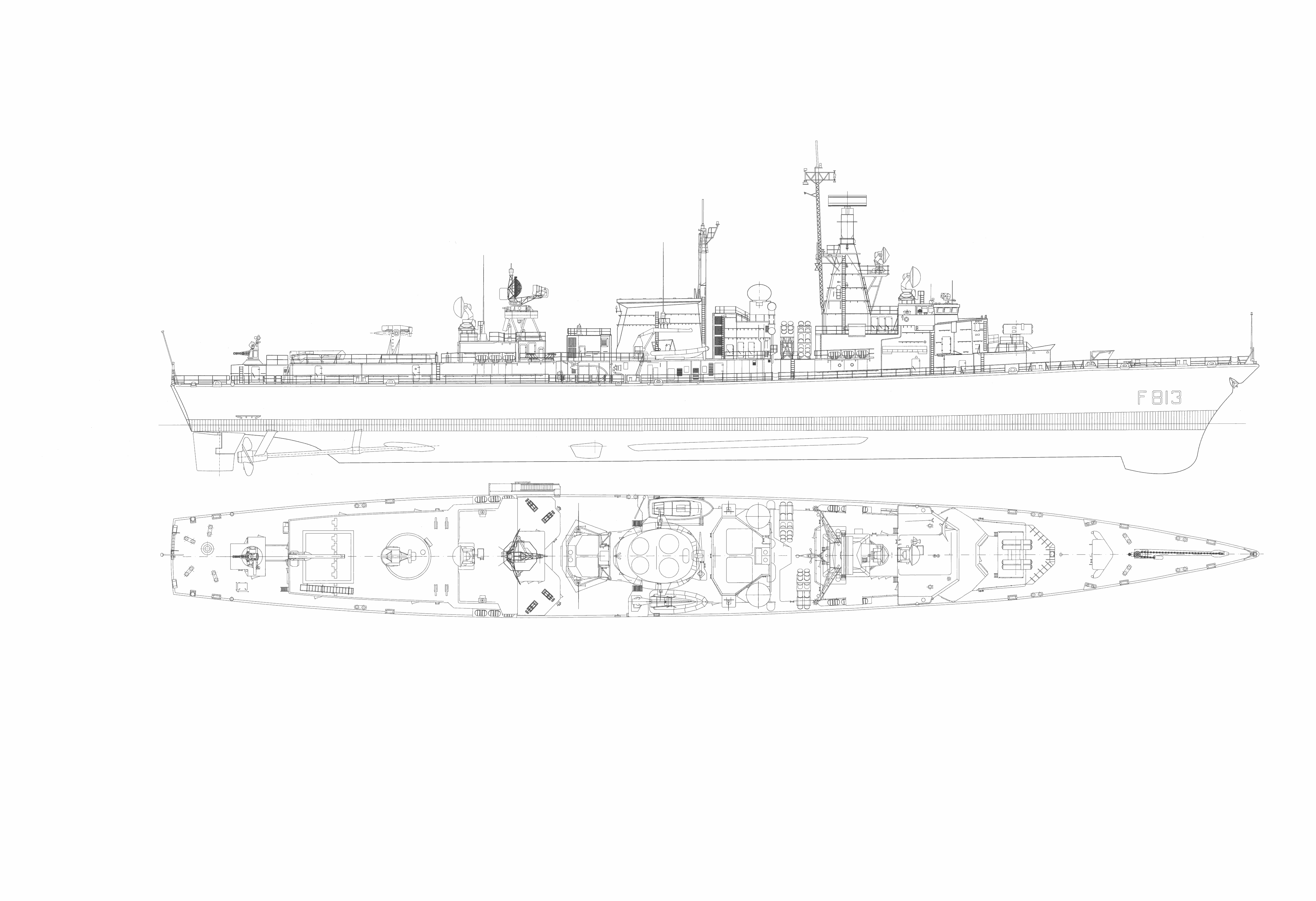 Halifax Class Frigate Drawing